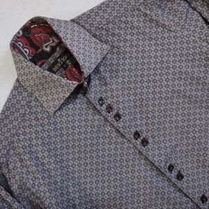 Bertigo Sz 2  Men's Gray Casual Button Down Shirt 100% Cotton